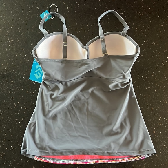 FREE COUNTRY Sun Rays Side Panel Bandeaux Tankini Swim Top Size M NWT - Picture 2 of 4